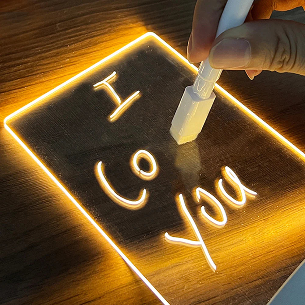 ✨ Creative LED Message Board Night Light – USB Powered Lamp with Erasable Pen | Writeable Acrylic Display | Perfect for Kids, Gifts & Decor