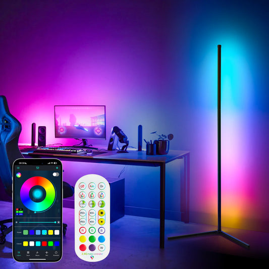 🌈 RGB Corner Floor Lamp – App & Remote Control 📱🎛️ | Music Sync 🎶 | 16+ Million Colors 🌟 | Modern Minimalist Design 🏠
